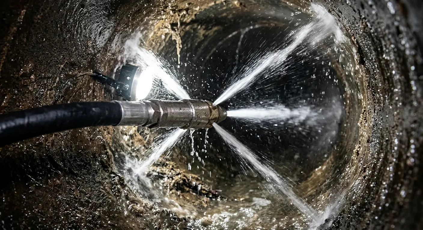 High-pressure hydro jetting nozzle cleaning sewer pipe for Storm Drain Cleaning in Port Lavaca